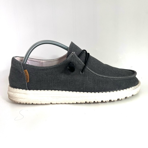 Hey Dude Wendy Chambray Off Black Ladies Slip On Shoes Loafers Size 8 - Picture 2 of 10